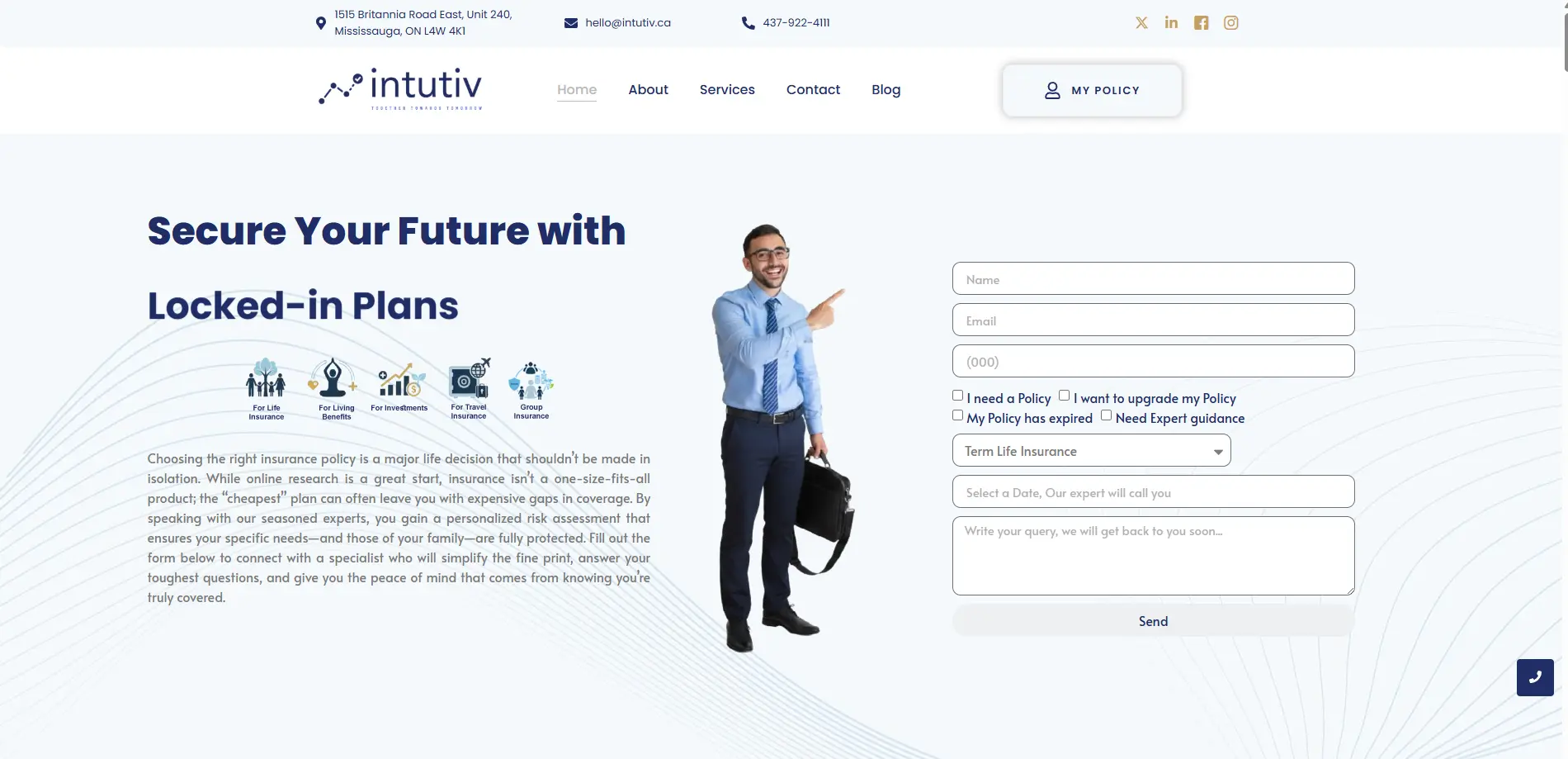 Conversion-optimized digital infrastructure and lead capture system for Intutiv insurance.